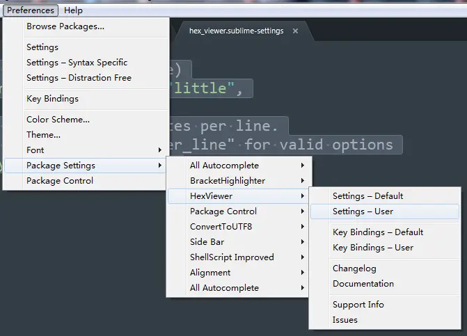 Sublime Text3插件 --- HexViewer的安装和使用