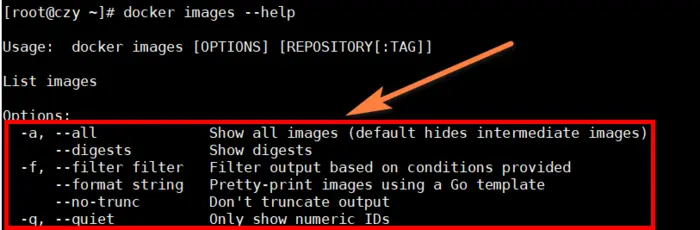 Docker常用命令
一、帮助命令
二、镜像命令
3、docker pull 镜像名字[:TAG]下载镜像
 4、docker rmi  删除镜像
 参数说明
 -f $(docker images -qa)  删除全部镜像
docker images -qa  查找所有镜像的ID
三、容器命令
 
※重要※
(1)启动守护式容器
(2)查看容器日志
(3)查看容器内运行的进程
(4)查看容器内部的细节
(5)进入正在运行的容器并以命令行交互
(6)从容器中拷贝文件到主机上