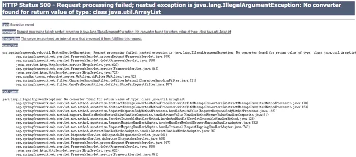 解决java.lang.IllegalArgumentException: No converter found for return value of type: class java.util.ArrayList的问题