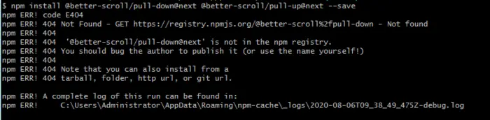 npm install问题汇总
1. npm安装依赖时报 “xxx is not in the npm registry“错的解决办法之一