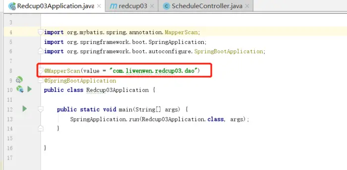 IDEA:springboot项目启动程序添加@MapperScan(value = "com.xxx.xxx.dao")报错：Invalid default: public abstract java.lang.Class org.mybatis.spring.annotation.MapperScan.factoryBean()