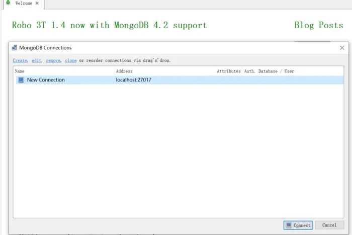 mongodb4版本，windows下的安装与配置（史上步骤最全最详细+图解）可视化工具  Robo3t
robo3t 是mongodb 的可视化工具，下载地址：https://studio3t.com/download/ 或者打包下载: https://download.csdn.net/download/wolongbb/14953221
MongoDB zip 包安装注意事项及过程