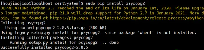如何在Django中配置使用PostgreSQL
前言
项目环境说明
第一步: 配置settings
第二步：安装psycopg2
第三步：测试是否配置成功