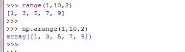 numpy函数：[6]arange()详解
 
 
arange函数用于创建等差数组，使用频率非常高，arange非常类似range函数，会python的人肯定经常用range函数，比如在for循环中，几乎都用到了range，下面我们通过range来学习一下arange，两者的区别仅仅是arange返回的是一个数据，而range返回的是list。