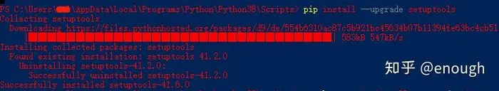 在执行 pip install 时遇到错误：python setup.py egg_info Check the logs for full command output